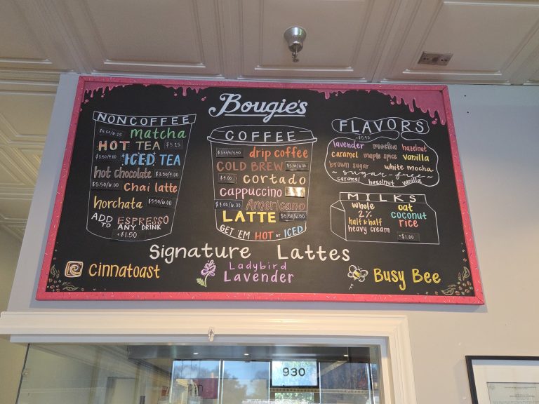 Bougie's donuts and coffee in south austin menu