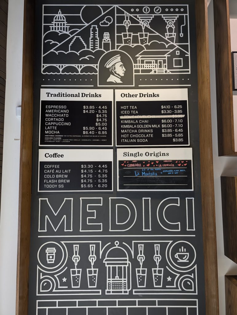 medici coffee menu south austin