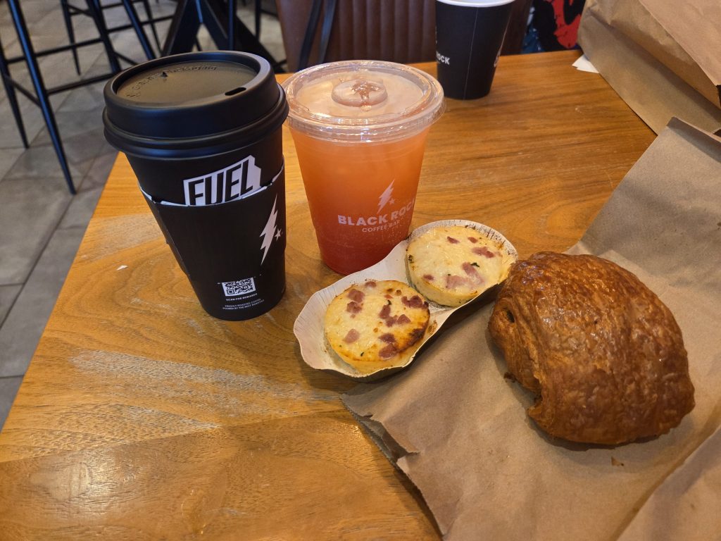 our coffee and egg bites at Black Rock coffee Austin