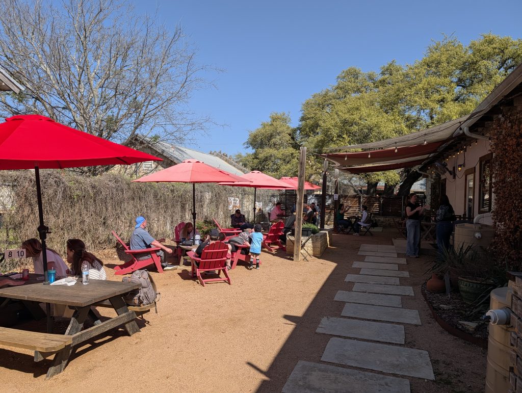 mazama coffee outdoor seating dripping springs